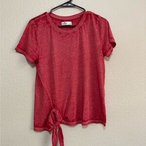 Hollister Red Short Sleeve Tie-Front Tee